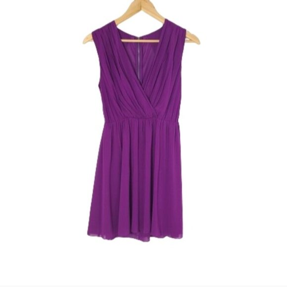 Alice + Olivia Dresses & Skirts - ALICE + OLIVIA Purple Silk Dress Women's Pleated Fit & Flare Mini Dress Size XS